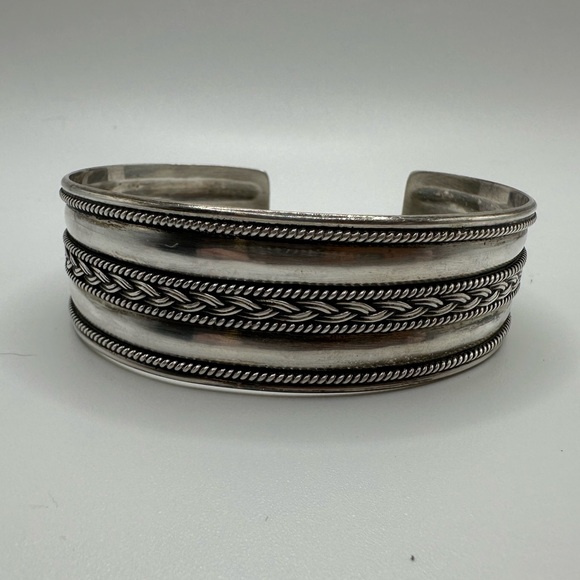 BA Suarti Sterling Silver Balinese Braided Cuff 925 Indonesia - Picture 1 of 7